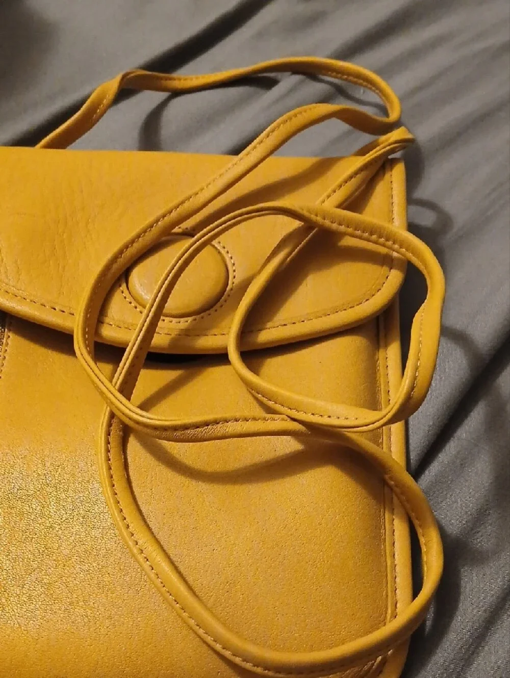 Coach Compact Mustard Yellow Crossbody Bag with Front Zip Pocket